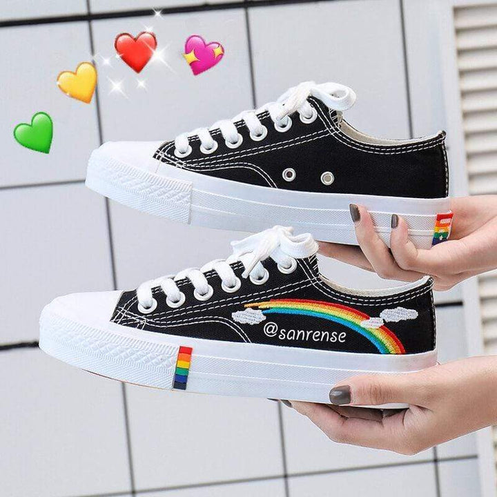 Womens Kawaii Rainbow Canvas Shoes