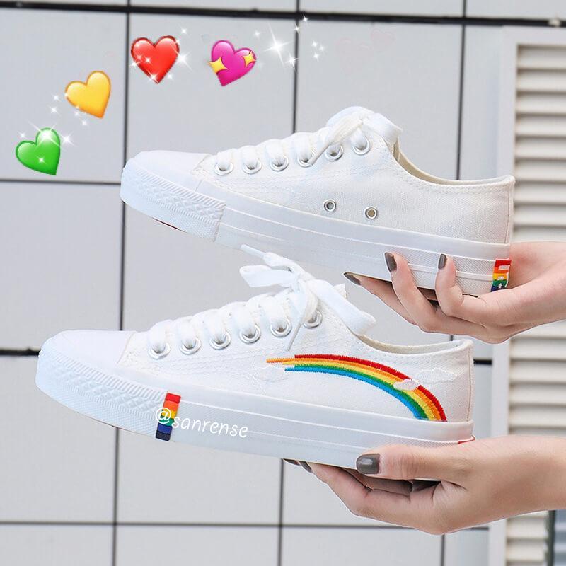 Womens Kawaii Rainbow Canvas Shoes