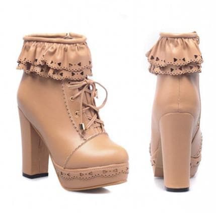 Sweet Elegant Thick Platform Heels Short Boots