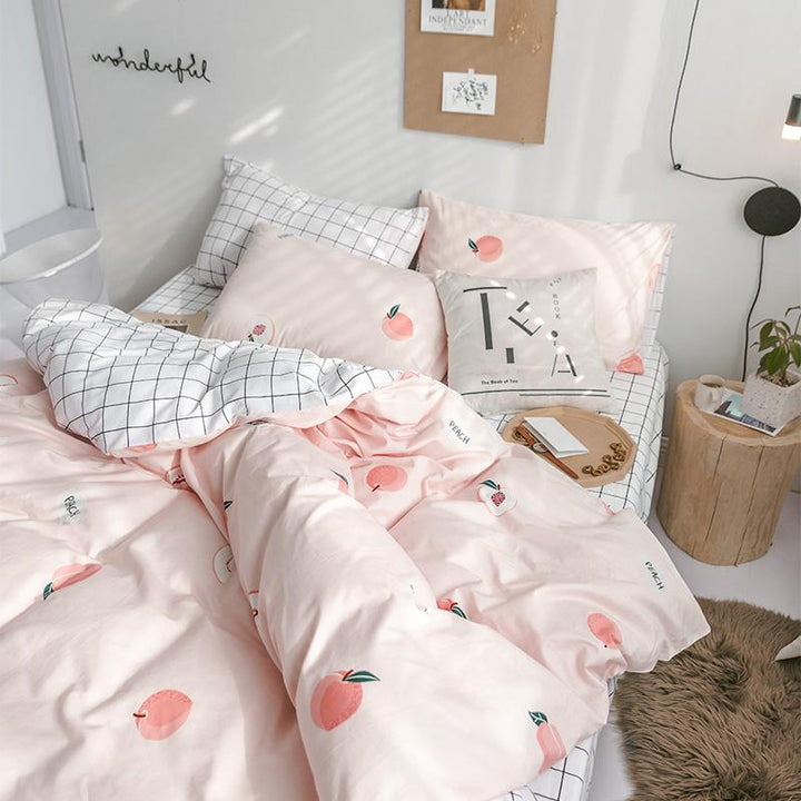 Sweet Peach Theme Comfortable Bedding Set