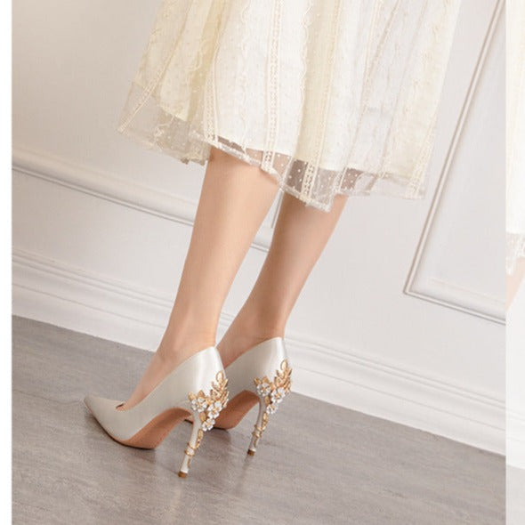 Wedding Shoes for Bride High Heel Pumps Prom Dress Shoes