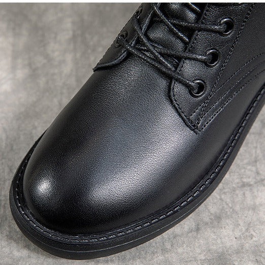 Women Leather Casual and Light Lace-up Zipper Ankle Boot