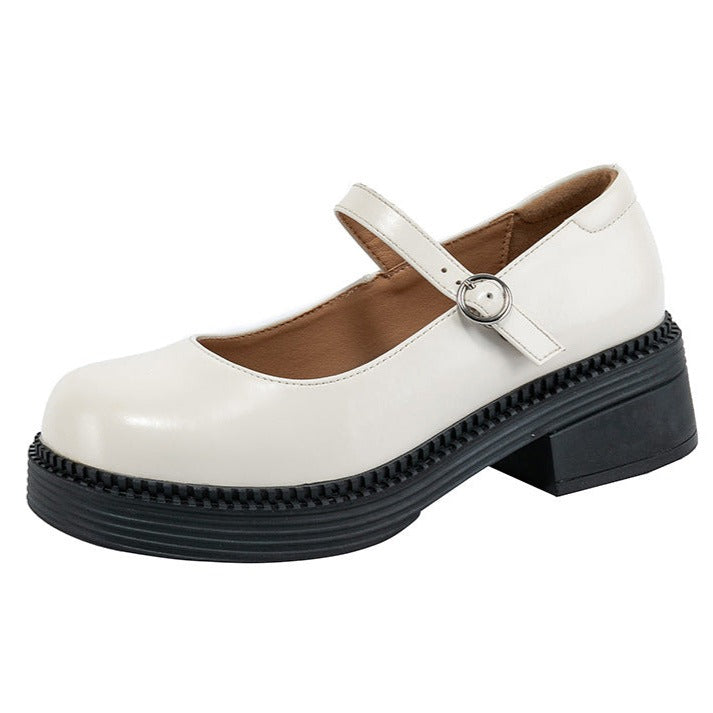 Women Platform Leather Mary Janes Shoes