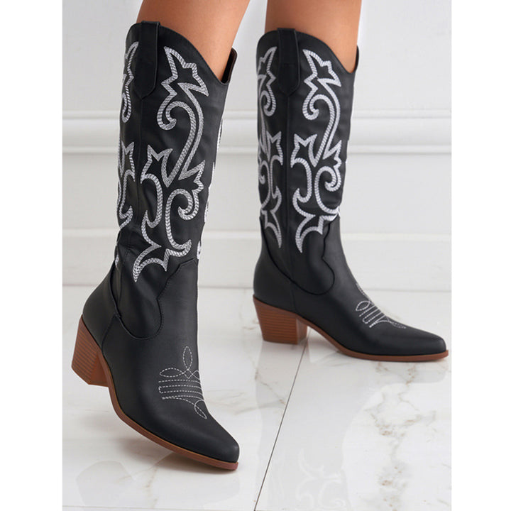 Womens Embroidery Knee High Western Cowboy Boots