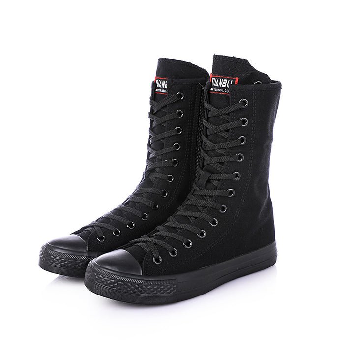 Womens Fashion Lace Up Mid-Calf Boots Canvas Shoes