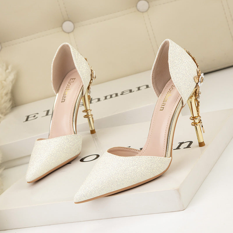 Womens High Heels Glitter Wedding Bridal Shoes Stiletto Pumps