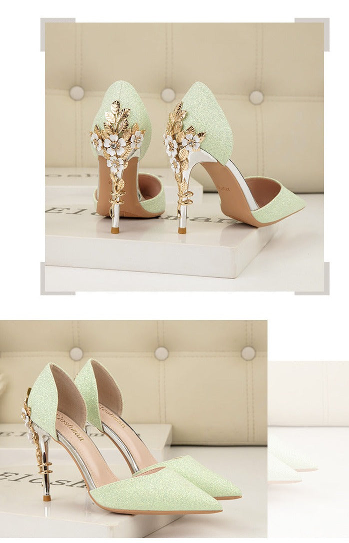 Womens High Heels Glitter Wedding Bridal Shoes Stiletto Pumps