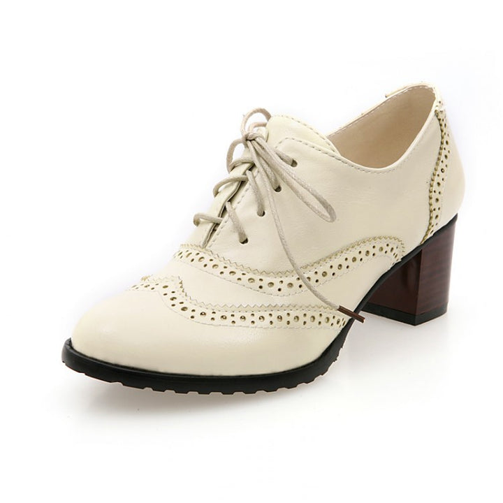 Women's Pump Shallow Brogue Shoe Vintage Short Boot