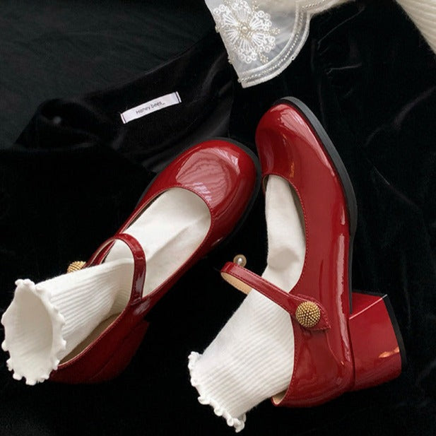 Womens Red Classic Mary Jane Pumps